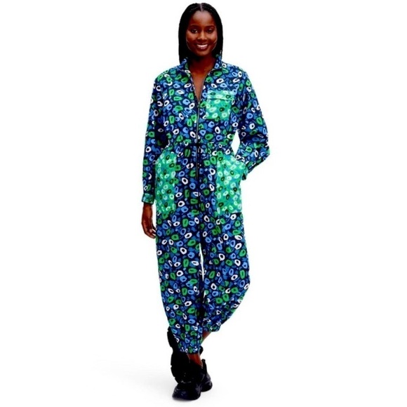 DVF X Target Collab Women's Nylon Jazz Dot Green Sports Jumpsuit XS NEW - Picture 1 of 4